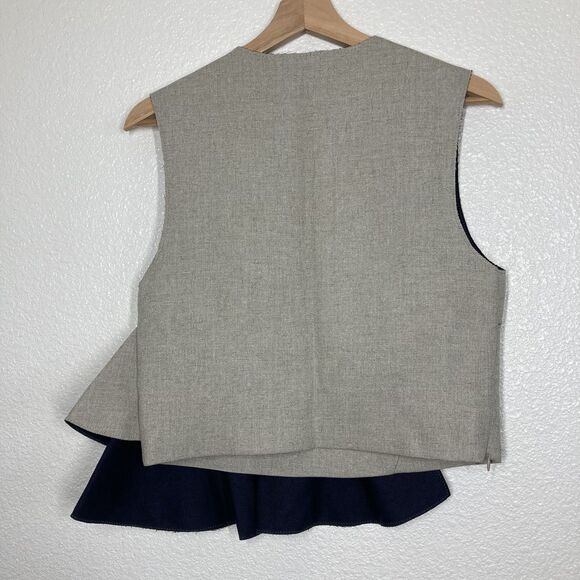 3.1 Phillip Lim Top Womens 4 Gray Peplum Sleeveless Modern Blouse Asymmetrical - Picture 11 of 16